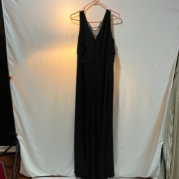 NW Woman Black Sleeveless Long Jersey Illusion V-Neck Formal Gown 18W - Picture 12 of 12